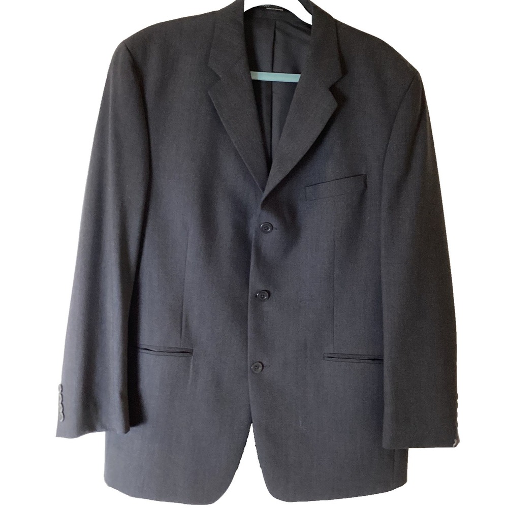 Businesswear‎ Corpcore DKNY ESSENTIALS Blazer 42R Charcoal Gray PURE NEW Wool